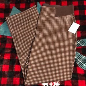 DG2 Diane Gilman pull on brown & tan plaid pant 1x tall NWT